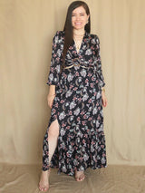 MAXIVESTIDO HEBILLA ESTAMPADO NEGRO