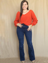 SWEATER CUELLO V TRENZAS