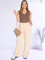 PANTALÓN PALAZO CON ELÁSTICO CON VIVOS