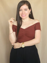 POLO RIB ESCOTE CORAZÓN CON PLIEGUES