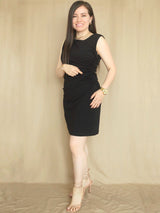 VESTIDO CORTO DRAPEADO NEGRO
