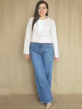 ABRIGO BLAZER CROP PAÑO