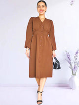 VESTIDO MIDI CAMISERO CON PRETINA TOFFEE