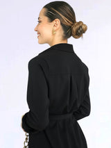 VESTIDO CORTO CAMISERO NEGRO ENTERO