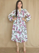 VESTIDO MIDI FULL BOBOS CON PRETINA ESTAMPADO HUESO