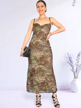 MAXIVESTIDO TIRAS MESH NUDO VERDE