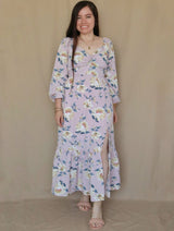 MAXIVESTIDO ESCOTE CORAZÓN ESTAMPADO ROSA