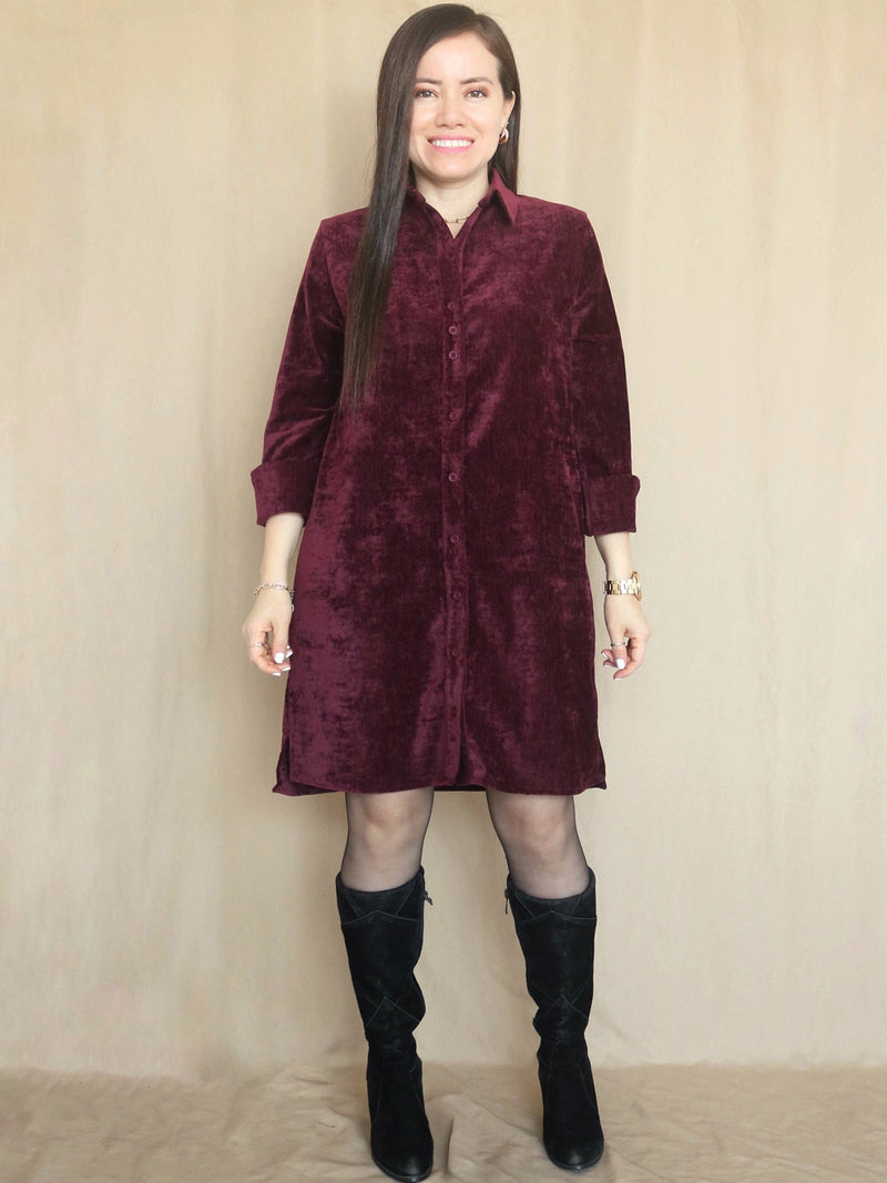 VESTIDO CORTO CAPA CAMISERO GAMUZADO