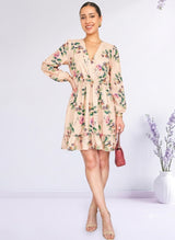 VESTIDO CORTO 1 VUELO ESTAMPADO NUDE