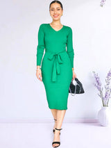 VESTIDO MIDI CON LAZO IMPORTADO