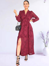 MAXIVESTIDO FULL BOBOS CON PRETINA GUINDA
