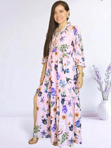 MAXIVESTIDO FULL BOBOS ESTAMPADO ROSA