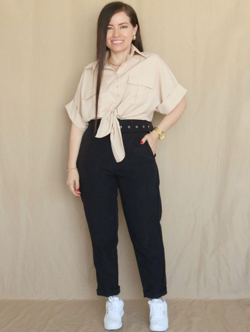 PANTALÓN SLOUCHY CON CORREA FORRADA