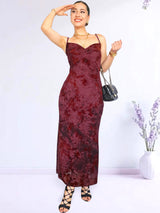 MAXIVESTIDO TIRAS MESH NUDO BORGOÑA (O)