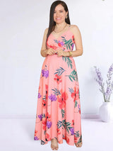 MAXIVESTIDO TIRAS CIERRE INVISIBLE ESTAMPADO MELÓN