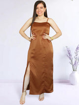 MAXIVESTIDO TIRAS ESPALDA MULTIAGUJA TOFFEE ENTERO