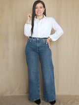 PANTALÓN PALAZO JEAN SEMI ESTRETCH