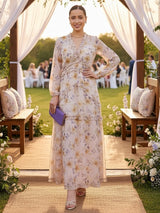 MAXIVESTIDO FULL BOBOS CON PRETINA FLORES BEIGE