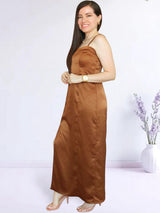 MAXIVESTIDO TIRAS ESPALDA MULTIAGUJA TOFFEE ENTERO