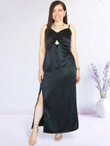 MAXIVESTIDO TIRAS CON PRESILLAS NEGRO ENTERO