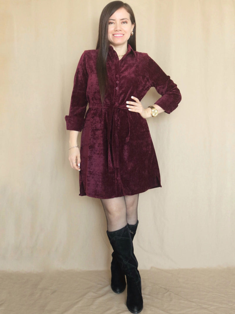 VESTIDO CORTO CAPA CAMISERO GAMUZADO