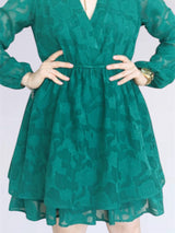 VESTIDO CORTO 2 CAPAS VERDE