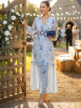 MAXIVESTIDO HEBILLA BOBO CENTRAL FLORES AZULES