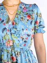 VESTIDO CORTO BOBO CENTRAL ESTAMPADO CELESTE