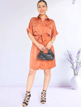 VESTIDO CORTO CAMISERO OVERSIZE MANDARINA ENTERO