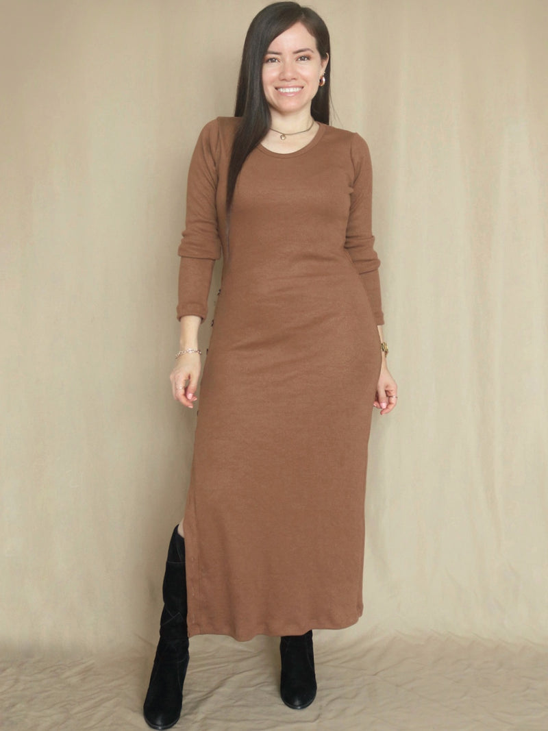 MAXIVESTIDO RIB BOTONES COSTADO
