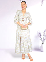 MAXIVESTIDO HEBILLA ESTAMPADO IVORY
