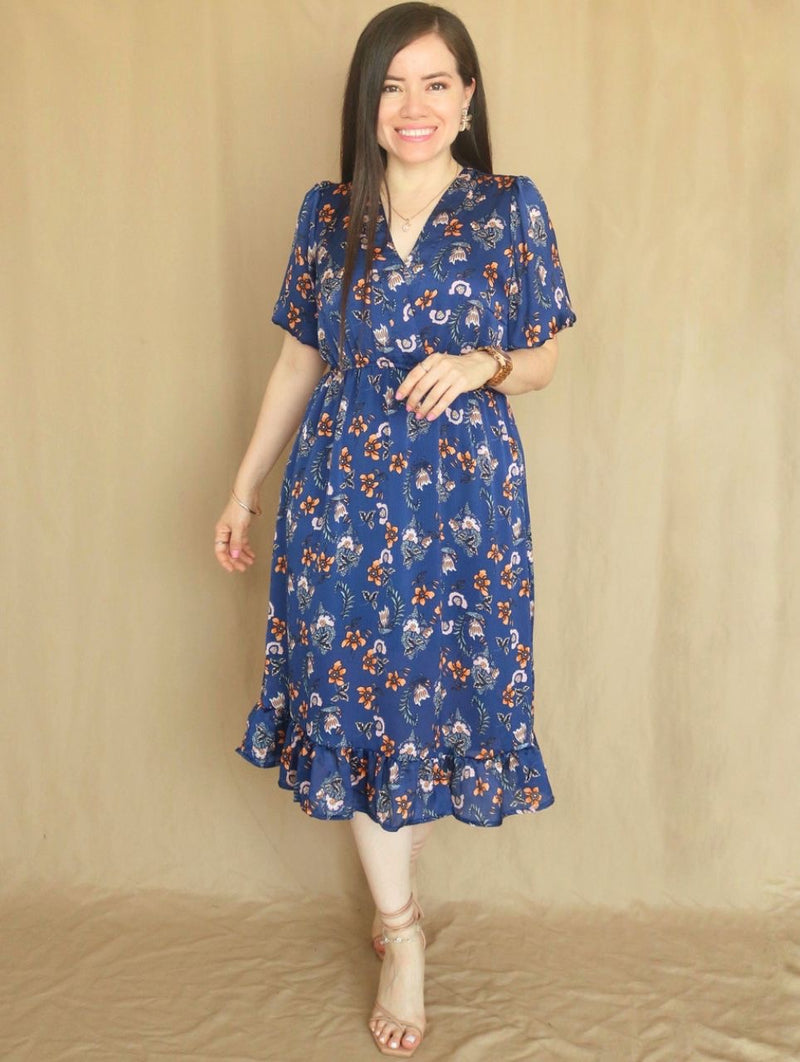 VESTIDO MIDI ESTAMPADO AZUL