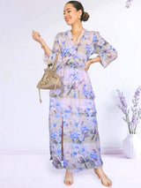 MAXIVESTIDO FULL BOBOS CON PRETINA ESTAMPADO LILA (O)
