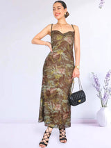 MAXIVESTIDO TIRAS MESH NUDO VERDE