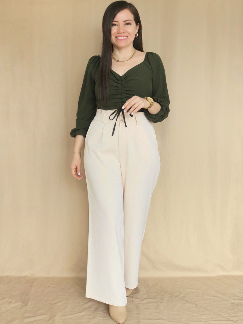 PANTALÓN PALAZO CON ELÁSTICO