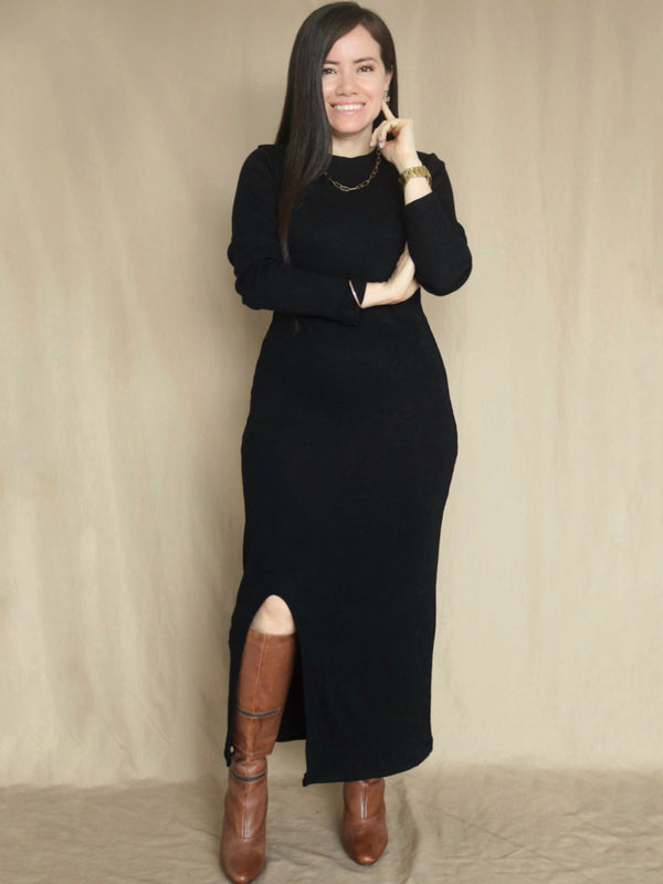 MAXIVESTIDO RIB ABERTURA DELANTERA