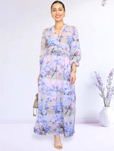 MAXIVESTIDO FULL BOBOS CON PRETINA ESTAMPADO LILA (O)