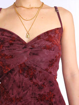 MAXIVESTIDO TIRAS MESH NUDO BORGOÑA (O)