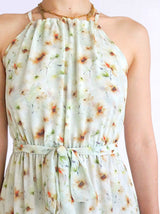 MAXIVESTIDO CUELLO HALTER 3 TIEMPOS ESTAMPADO VERDE