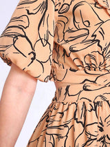 MAXIVESTIDO FULL BOBOS DOBLE PRETINA ESTAMPADO DURAZNO