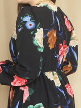 VESTIDO CORTO 2 TIEMPOS ESTAMPADO NEGRO