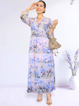 MAXIVESTIDO FULL BOBOS CON PRETINA ESTAMPADO LILA (O)