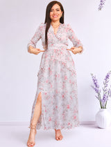 MAXIVESTIDO FULL BOBOS DOBLE PRETINA FLORES ROSAS