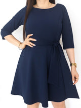 VESTIDO CORTO CON LAZO AZUL