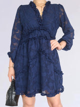 VESTIDO CORTO FULL BOBOS CON PRETINA AZUL