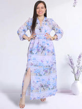 MAXIVESTIDO FULL BOBOS CON PRETINA ESTAMPADO LILA