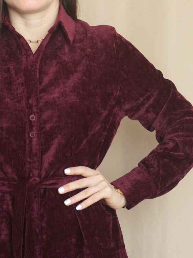 VESTIDO CORTO CAPA CAMISERO GAMUZADO