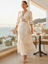 MAXIVESTIDO HEBILLA ESTAMPADO IVORY