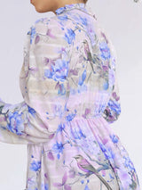 MAXIVESTIDO FULL BOBOS CON PRETINA ESTAMPADO LILA