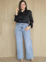 PANTALÓN PALAZO JEAN SEMI ESTRETCH